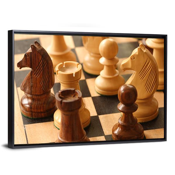 Game Of Chess Canvas Wall Art-5 Horizontal-Gallery Wrap-22" x 12"-Tiaracle