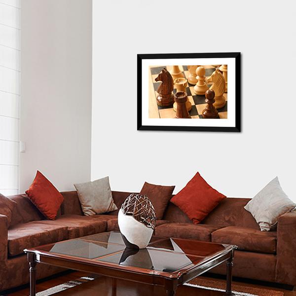 Game Of Chess Canvas Wall Art-5 Horizontal-Gallery Wrap-22" x 12"-Tiaracle