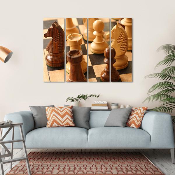 Game Of Chess Canvas Wall Art-4 Horizontal-Gallery Wrap-34" x 24"-Tiaracle