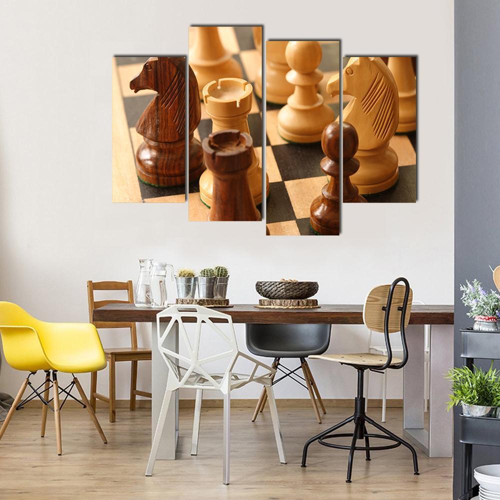 Game Of Chess Canvas Wall Art-4 Pop-Gallery Wrap-50&quot; x 32&quot;-Tiaracle