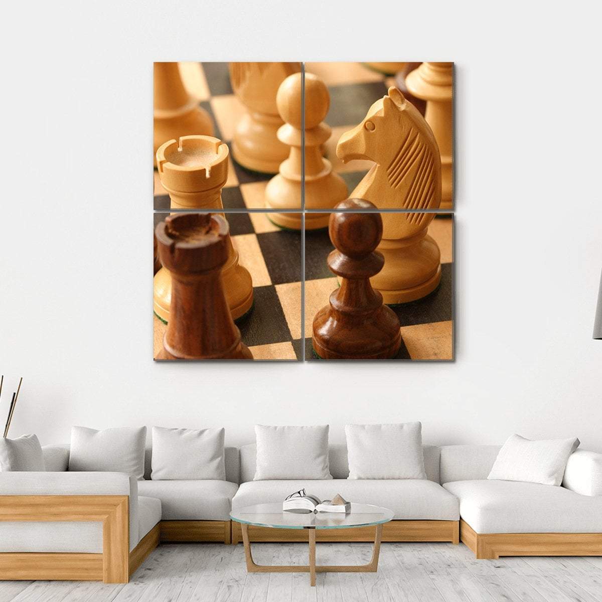 Game Of Chess Canvas Wall Art-4 Square-Gallery Wrap-17" x 17"-Tiaracle