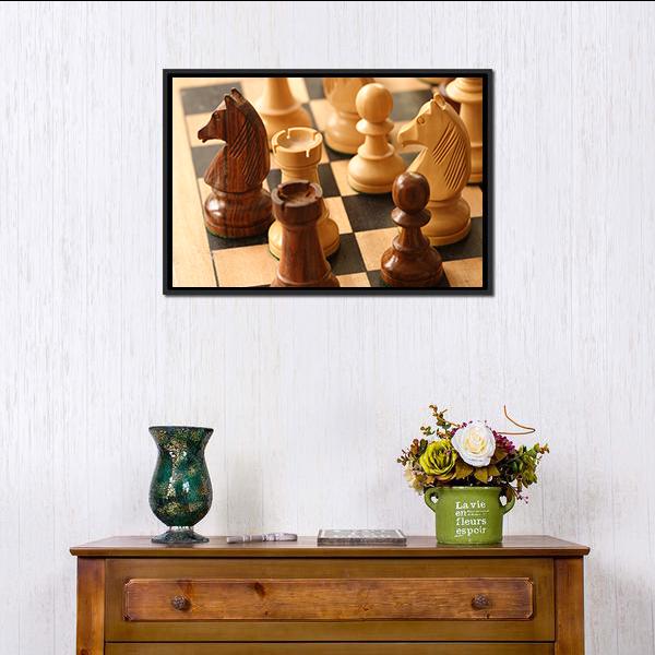 Game Of Chess Canvas Wall Art-1 Piece-Floating Frame-24&quot; x 16&quot;-Tiaracle