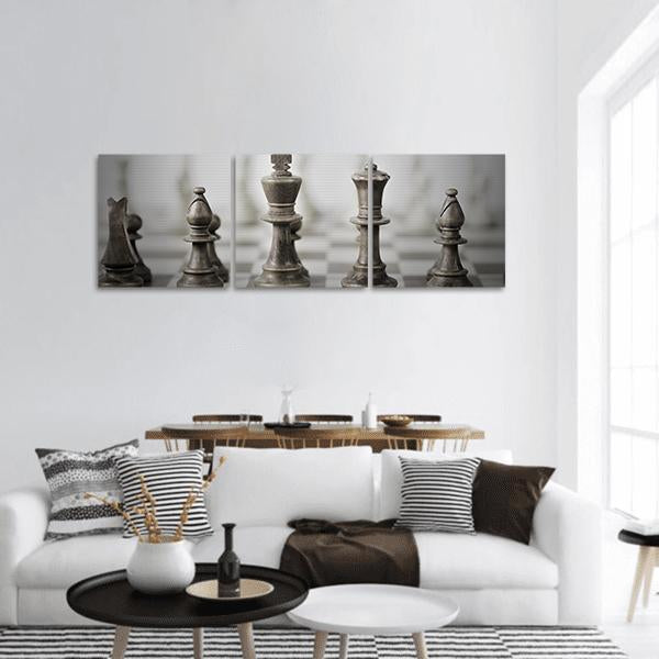 Chess Game Abstract Panoramic Canvas Wall Art-3 Piece-25&quot; x 08&quot;-Tiaracle