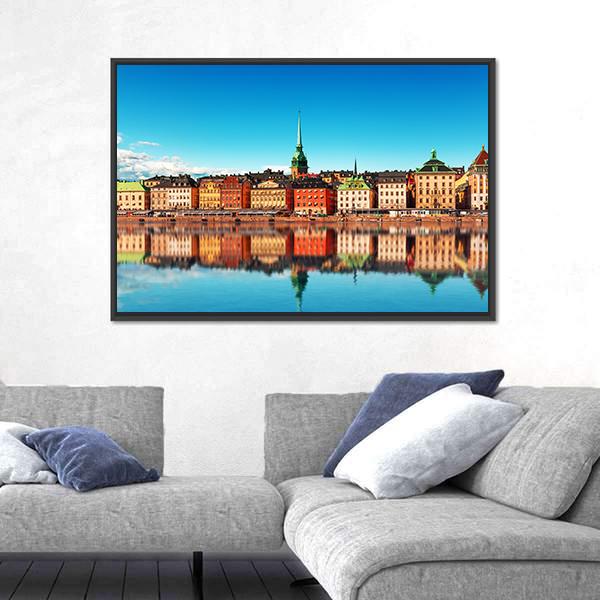 Gamla Stan Stockholm Canvas Wall Art-3 Horizontal-Gallery Wrap-25" x 16"-Tiaracle