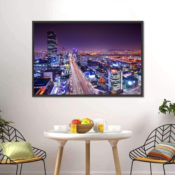 Gangnam District Skyline Canvas Wall Art-3 Horizontal-Gallery Wrap-25" x 16"-Tiaracle