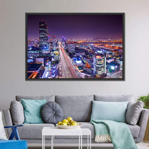 Gangnam District Skyline Canvas Wall Art-3 Horizontal-Gallery Wrap-25" x 16"-Tiaracle