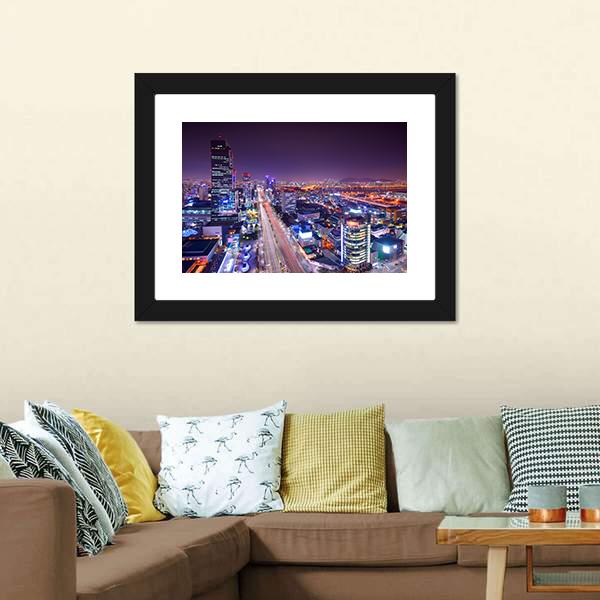 Gangnam District Skyline Canvas Wall Art-3 Horizontal-Gallery Wrap-25" x 16"-Tiaracle