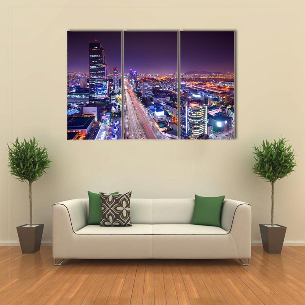 Gangnam District Skyline Canvas Wall Art-3 Horizontal-Gallery Wrap-37" x 24"-Tiaracle