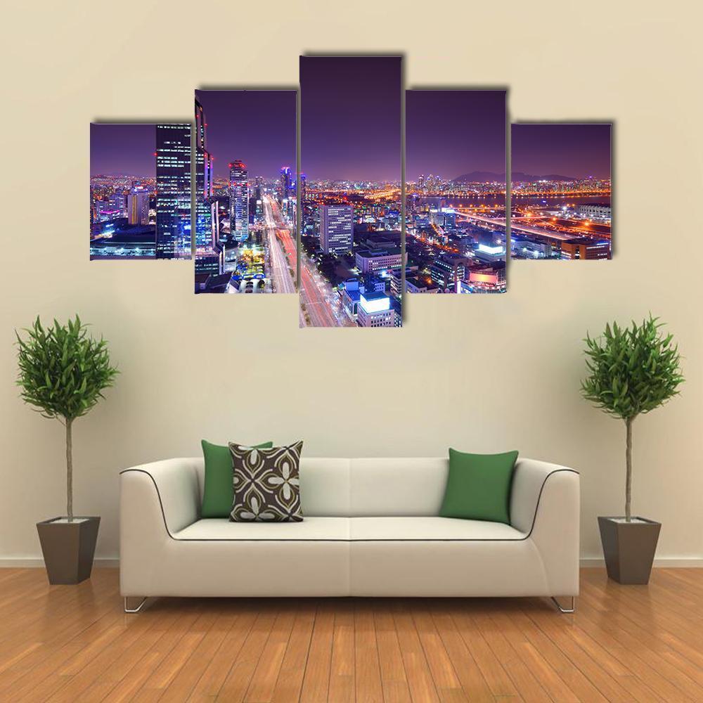Gangnam District Skyline Canvas Wall Art-5 Star-Gallery Wrap-62" x 32"-Tiaracle