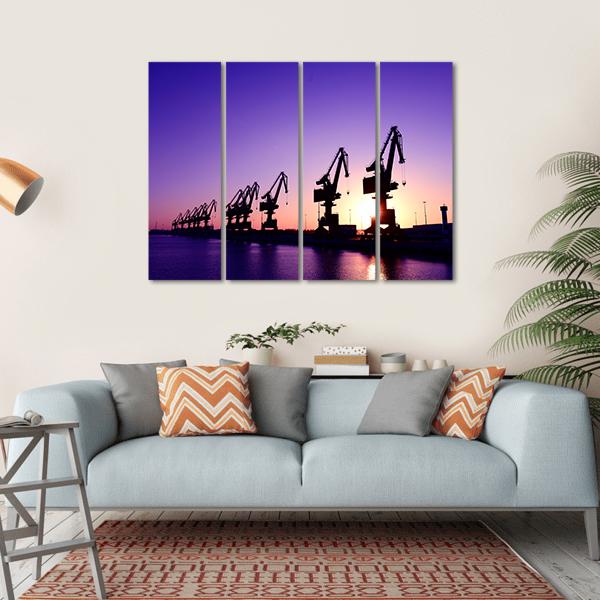 Gantry Crane In Port Canvas Wall Art-4 Horizontal-Gallery Wrap-34" x 24"-Tiaracle