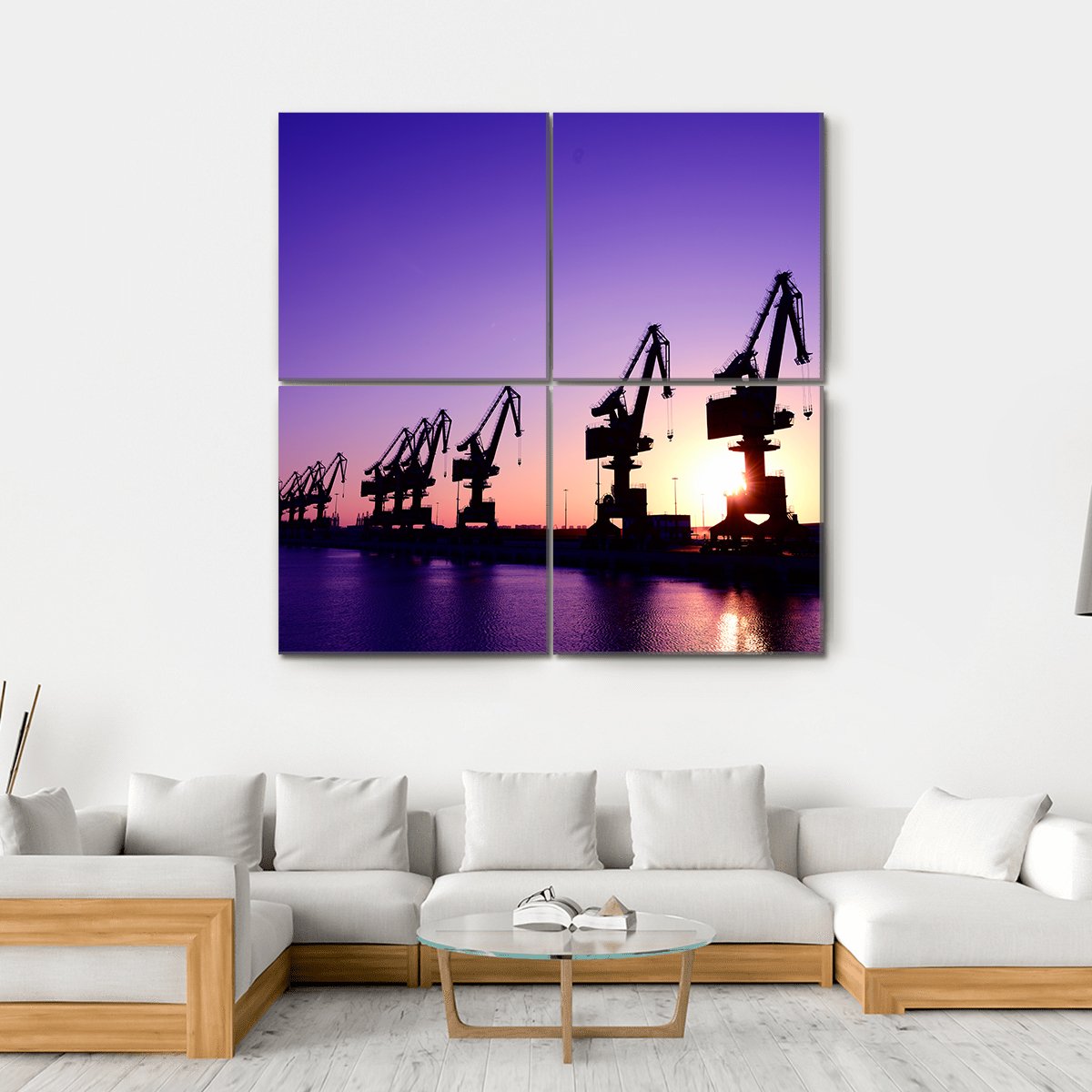 Gantry Crane In Port Canvas Wall Art-4 Square-Gallery Wrap-17" x 17"-Tiaracle