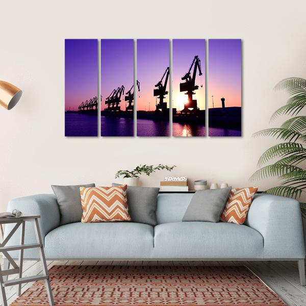 Gantry Crane In Port Canvas Wall Art-5 Horizontal-Gallery Wrap-22" x 12"-Tiaracle