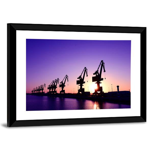 Gantry Crane In Port Canvas Wall Art-5 Horizontal-Gallery Wrap-22" x 12"-Tiaracle