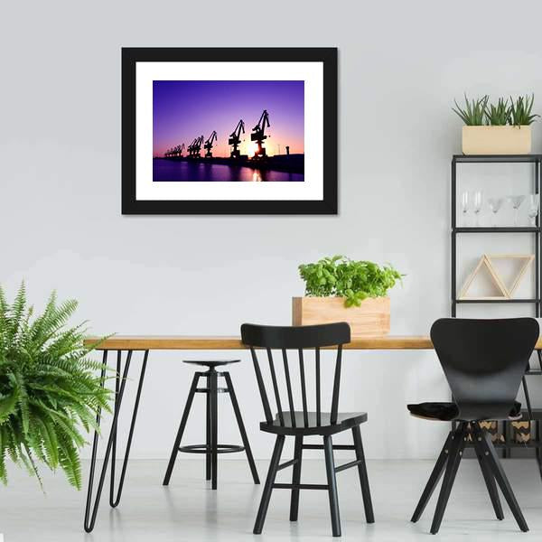 Gantry Crane In Port Canvas Wall Art-5 Horizontal-Gallery Wrap-22" x 12"-Tiaracle