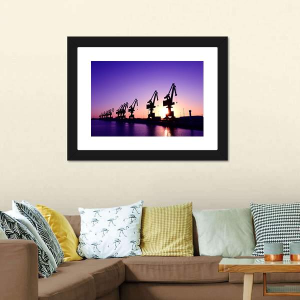 Gantry Crane In Port Canvas Wall Art-3 Horizontal-Gallery Wrap-25" x 16"-Tiaracle