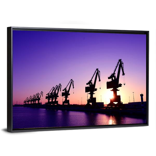 Gantry Crane In Port Canvas Wall Art-5 Horizontal-Gallery Wrap-22" x 12"-Tiaracle