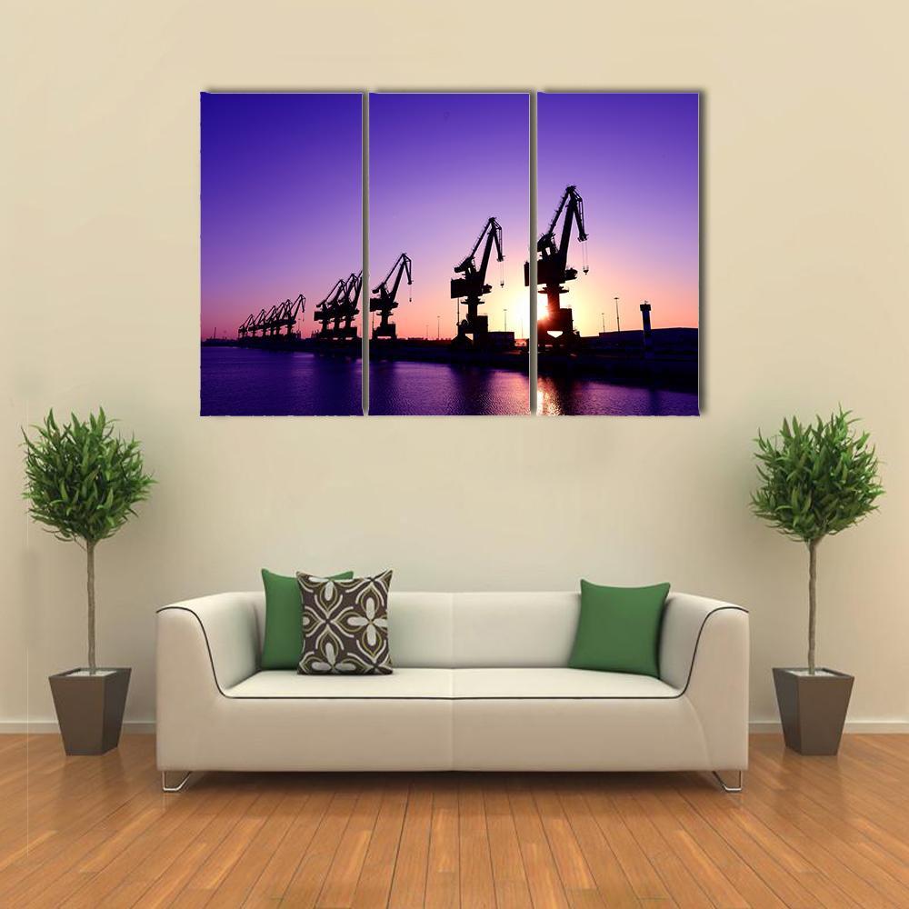 Gantry Crane In Port Canvas Wall Art-3 Horizontal-Gallery Wrap-37" x 24"-Tiaracle