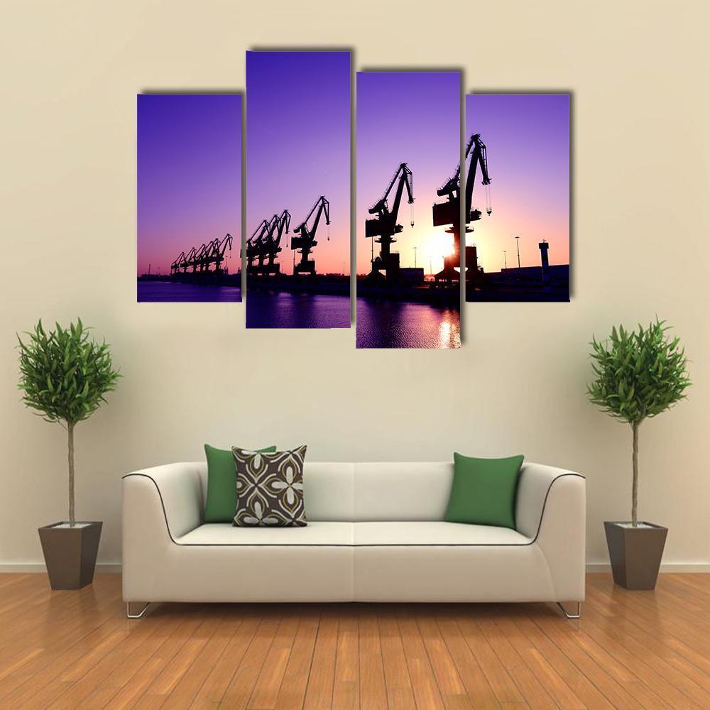 Gantry Crane In Port Canvas Wall Art-4 Pop-Gallery Wrap-50" x 32"-Tiaracle