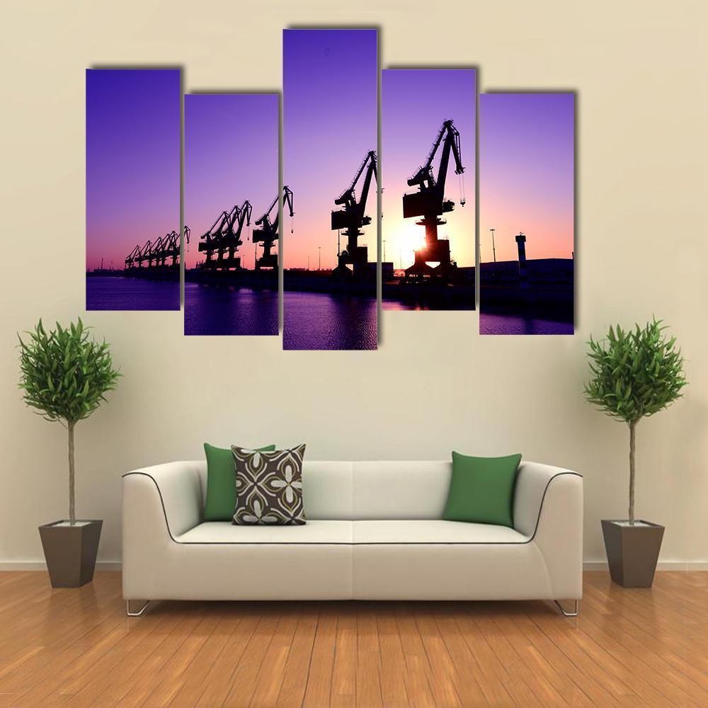 Gantry Crane In Port Canvas Wall Art-5 Pop-Gallery Wrap-47" x 32"-Tiaracle
