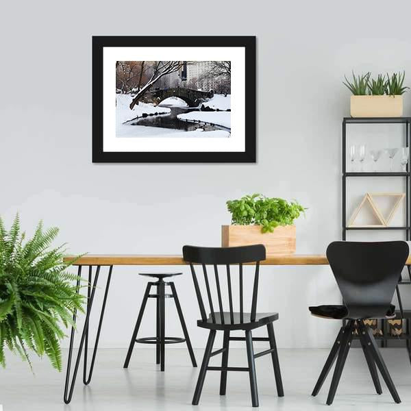 Gapstow Bridge In Snow Canvas Wall Art-3 Horizontal-Gallery Wrap-25" x 16"-Tiaracle