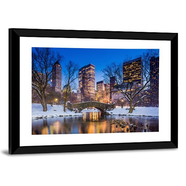 Gapstow Bridge In Winter Canvas Wall Art-5 Horizontal-Gallery Wrap-22" x 12"-Tiaracle