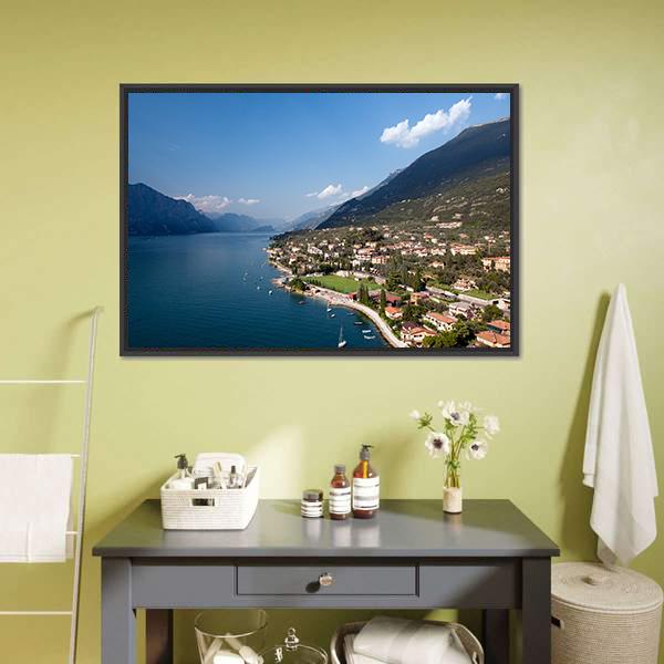 Garda Lake Italy Canvas Wall Art-1 Piece-Floating Frame-24" x 16"-Tiaracle