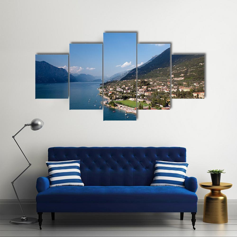 Garda Lake Italy Canvas Wall Art-5 Star-Gallery Wrap-62" x 32"-Tiaracle