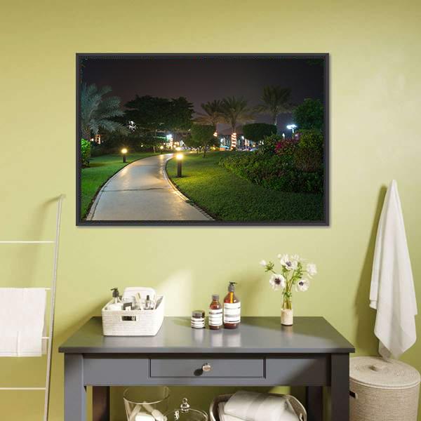 Garden At Night Canvas Wall Art-1 Piece-Floating Frame-24" x 16"-Tiaracle
