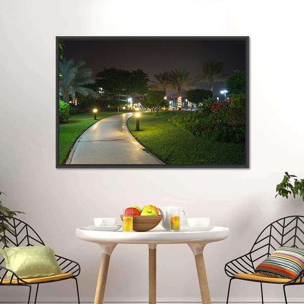Garden At Night Canvas Wall Art-3 Horizontal-Gallery Wrap-25" x 16"-Tiaracle