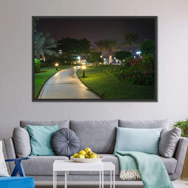 Garden At Night Canvas Wall Art-3 Horizontal-Gallery Wrap-25" x 16"-Tiaracle