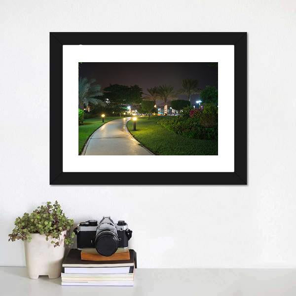 Garden At Night Canvas Wall Art-1 Piece-Framed Print-20" x 16"-Tiaracle