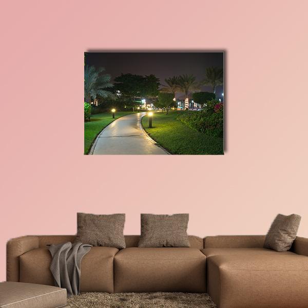 Garden At Night Canvas Wall Art-1 Piece-Gallery Wrap-48" x 32"-Tiaracle