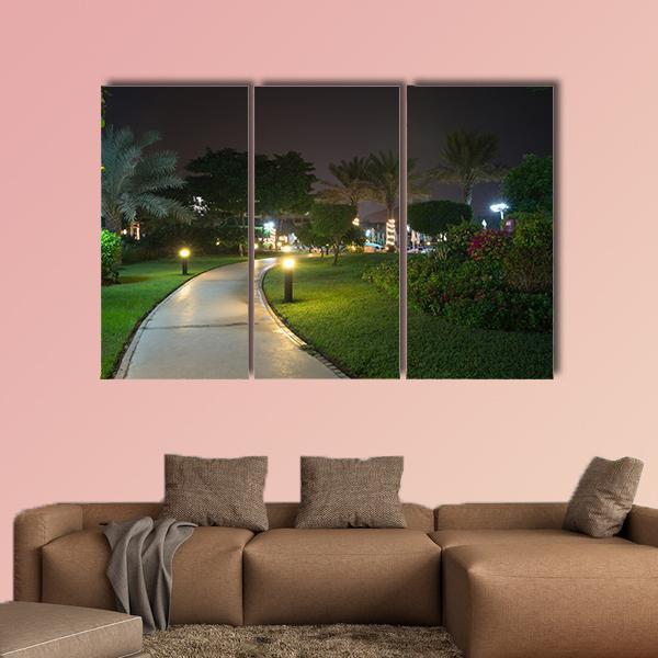 Garden At Night Canvas Wall Art-3 Horizontal-Gallery Wrap-37" x 24"-Tiaracle