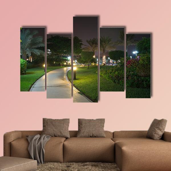 Garden At Night Canvas Wall Art-5 Pop-Gallery Wrap-47" x 32"-Tiaracle