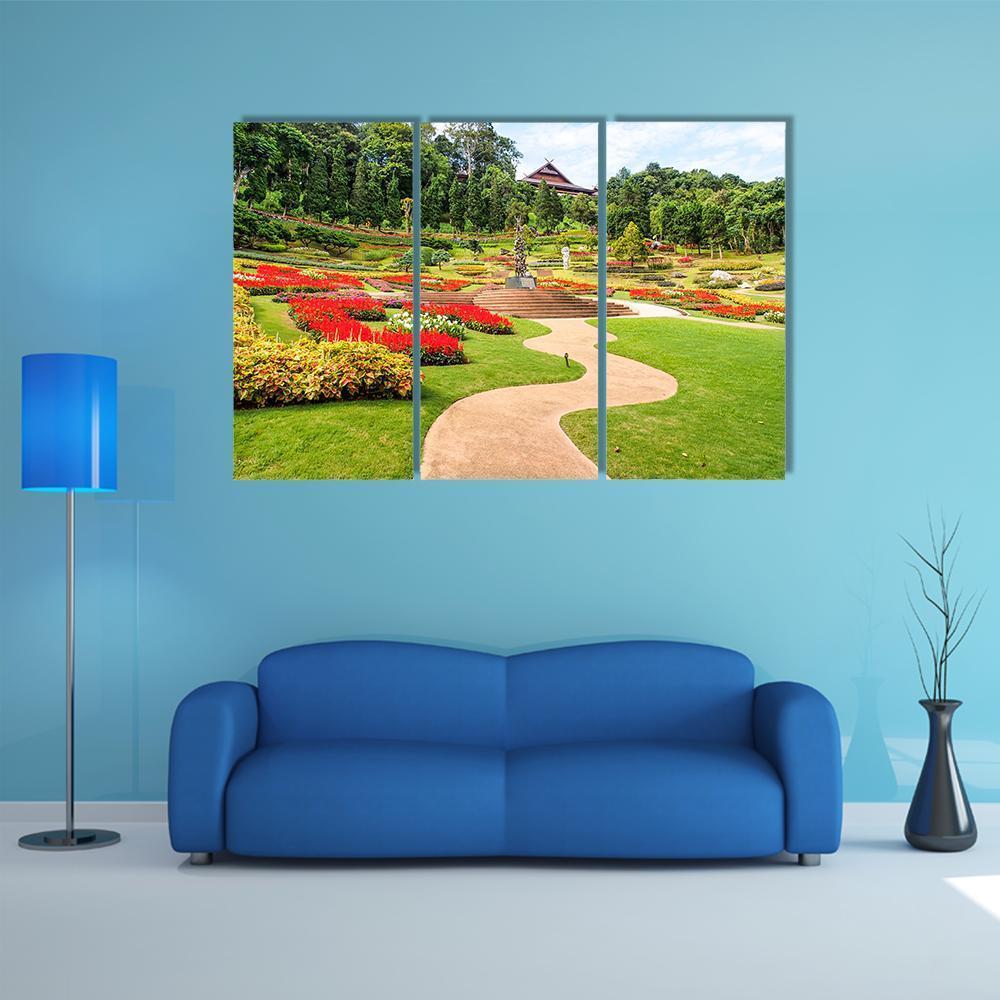Garden In North Thailand Canvas Wall Art-3 Horizontal-Gallery Wrap-37" x 24"-Tiaracle