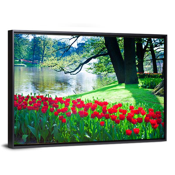 Garden Landscape Canvas Wall Art-3 Horizontal-Gallery Wrap-25" x 16"-Tiaracle