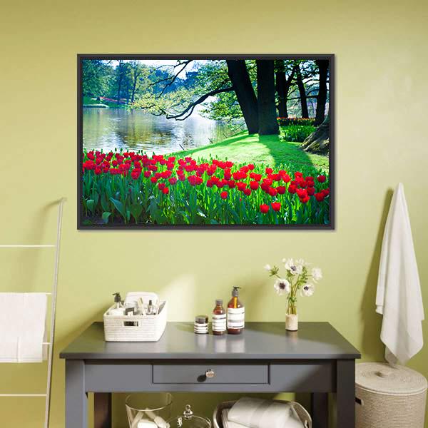 Garden Landscape Canvas Wall Art-1 Piece-Floating Frame-24" x 16"-Tiaracle