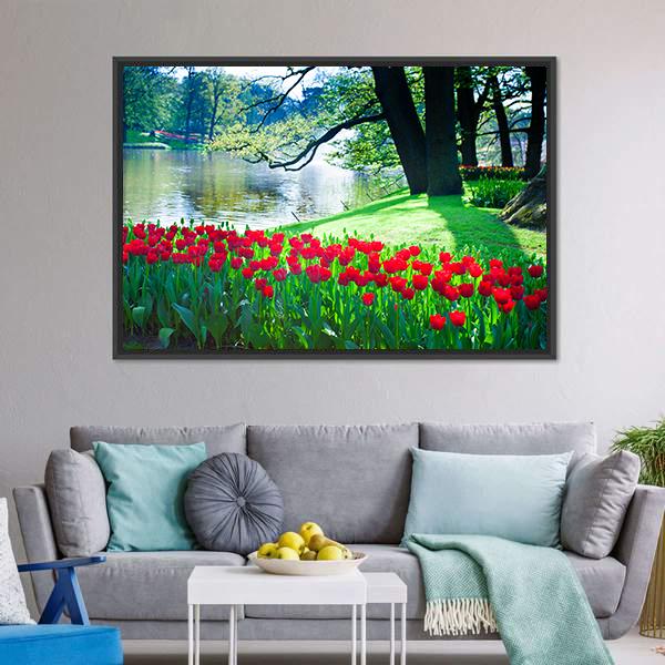 Garden Landscape Canvas Wall Art-3 Horizontal-Gallery Wrap-25" x 16"-Tiaracle