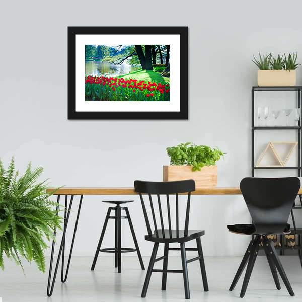 Garden Landscape Canvas Wall Art-3 Horizontal-Gallery Wrap-25" x 16"-Tiaracle