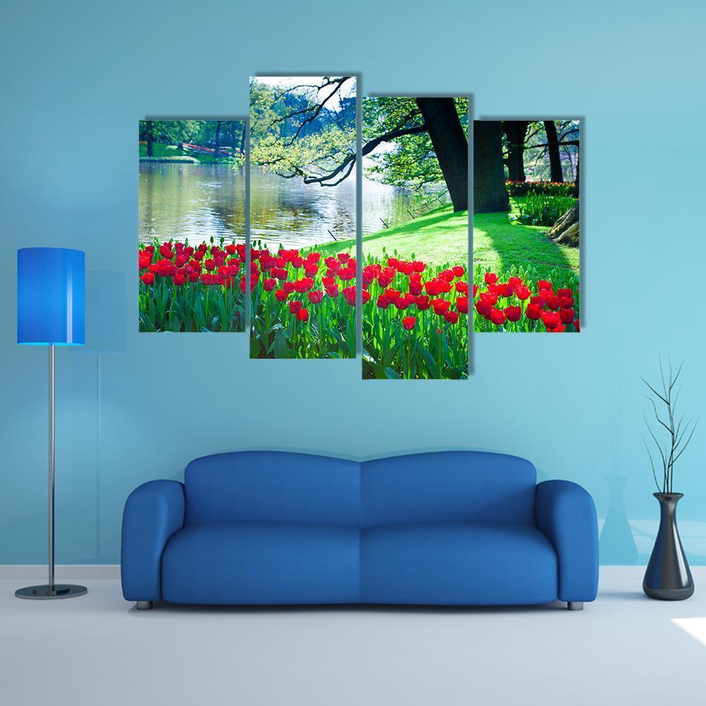 Garden Landscape Canvas Wall Art-4 Pop-Gallery Wrap-50" x 32"-Tiaracle