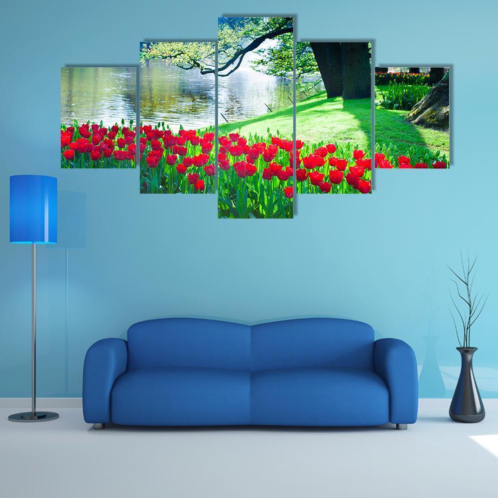 Garden Landscape Canvas Wall Art-3 Horizontal-Gallery Wrap-37" x 24"-Tiaracle