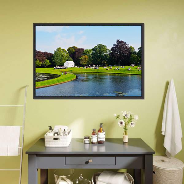 Garden Of Scottish National Gallery Canvas Wall Art-1 Piece-Floating Frame-24" x 16"-Tiaracle
