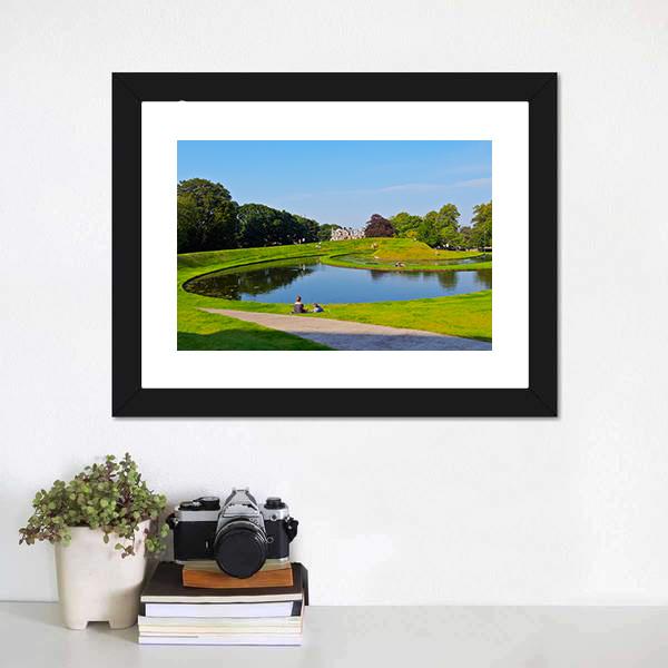 Garden Of The Scottish National Gallery Canvas Wall Art-1 Piece-Framed Print-20" x 16"-Tiaracle