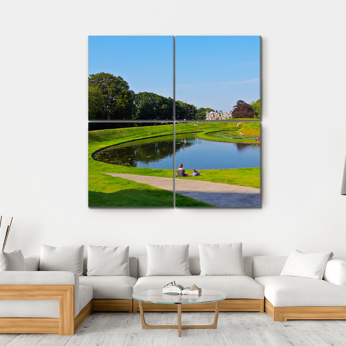 Garden Of The Scottish National Gallery Canvas Wall Art-4 Square-Gallery Wrap-17" x 17"-Tiaracle