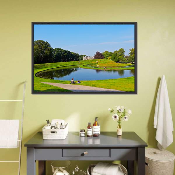 Garden Of The Scottish National Gallery Canvas Wall Art-1 Piece-Floating Frame-24" x 16"-Tiaracle