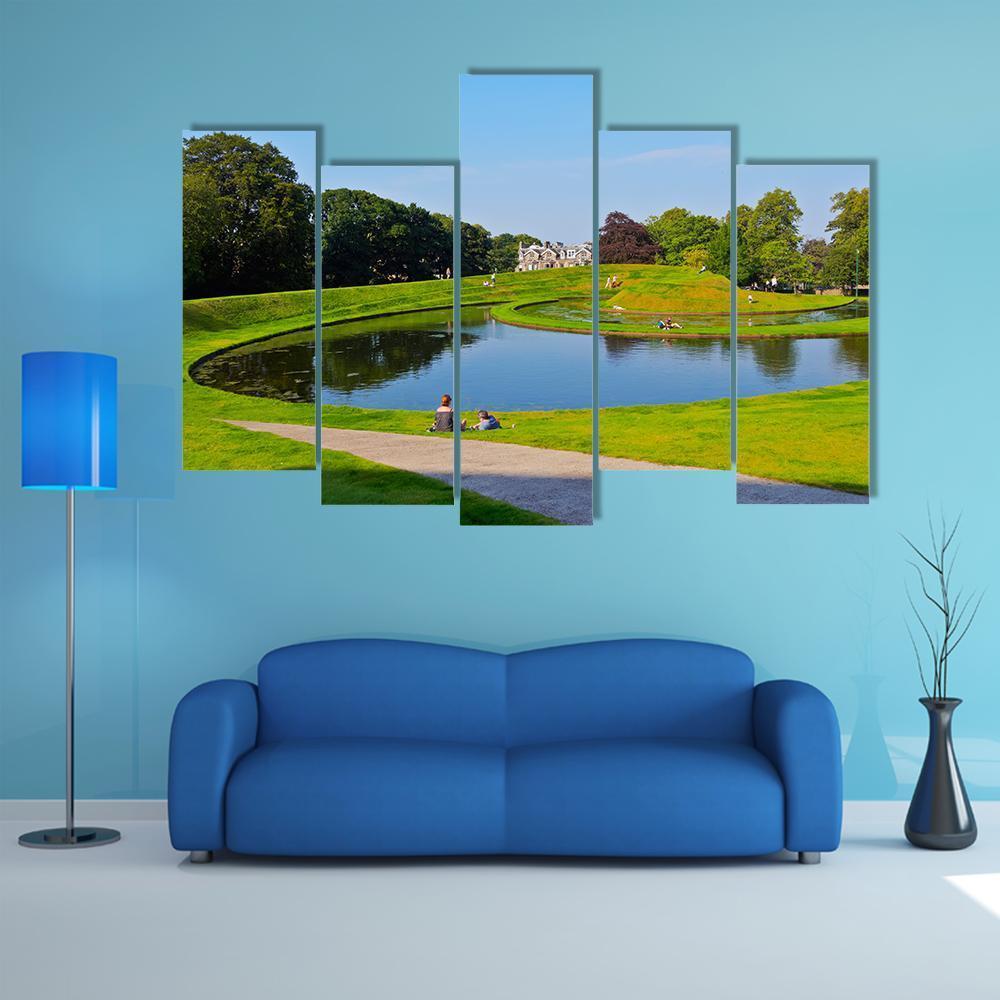 Garden Of The Scottish National Gallery Canvas Wall Art-5 Pop-Gallery Wrap-47" x 32"-Tiaracle