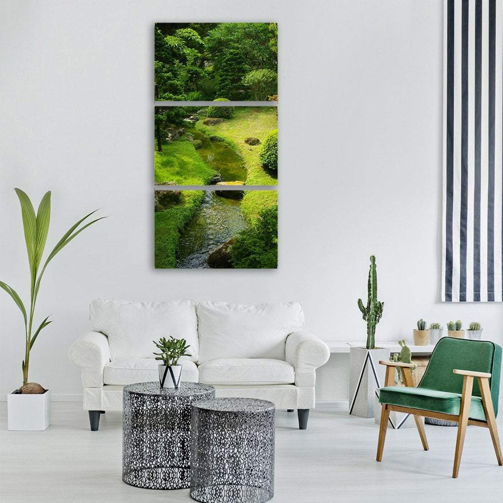 Garden With Green Trees Vertical Canvas Wall Art-3 Vertical-Gallery Wrap-12" x 25"-Tiaracle