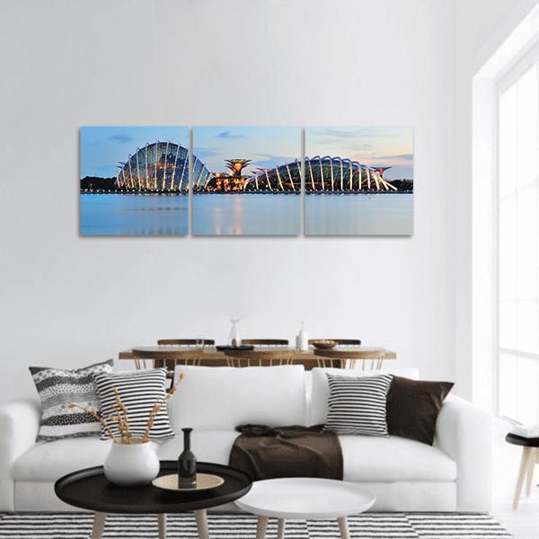 Domes &amp; Super Trees Panoramic Canvas Wall Art-3 Piece-25" x 08"-Tiaracle