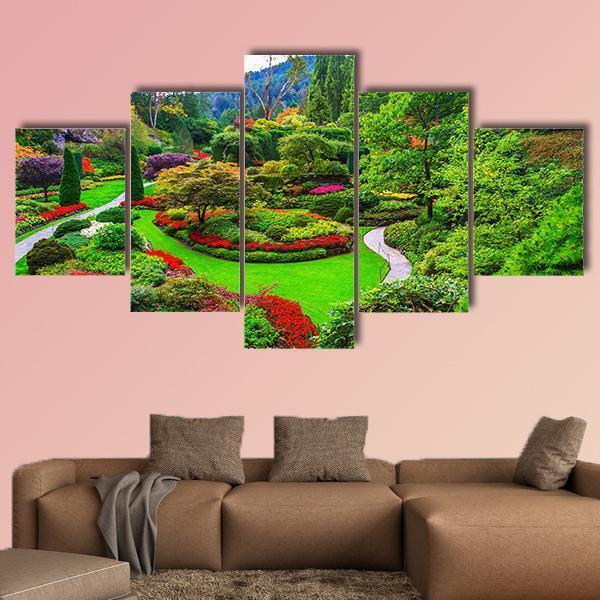 Gardens On Vancouver Island Canvas Wall Art-5 Star-Gallery Wrap-62" x 32"-Tiaracle