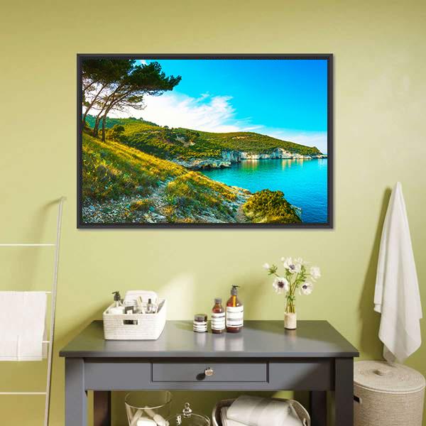Gargano Rocky Wild Coast Canvas Wall Art-1 Piece-Floating Frame-24" x 16"-Tiaracle